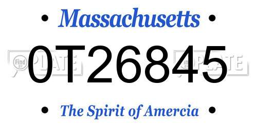 0T26845 Massachusetts License Plate
