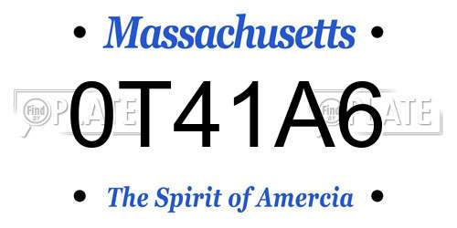 0T41A6 Massachusetts License Plate