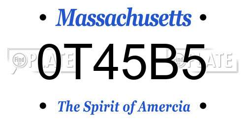 0T45B5 Massachusetts License Plate