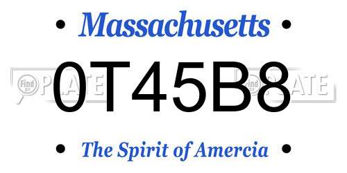 0T45B8 Massachusetts License Plate