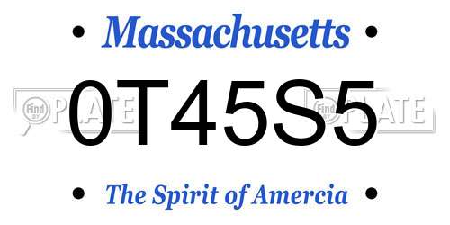 0T45S5 Massachusetts License Plate