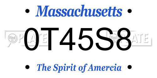 0T45S8 Massachusetts License Plate