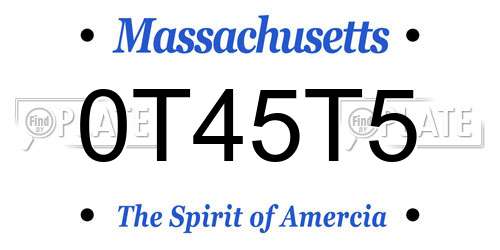 0T45T5 Massachusetts License Plate