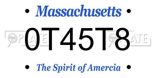 0T45T8 Massachusetts License Plate