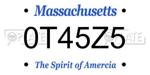 0T45Z5 Massachusetts License Plate