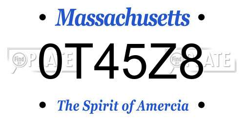 0T45Z8 Massachusetts License Plate