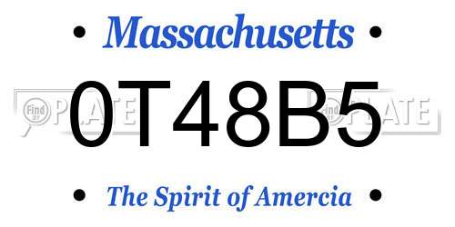 0T48B5 Massachusetts License Plate