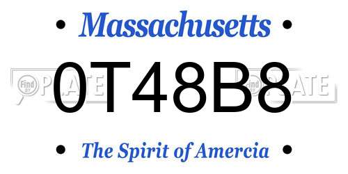 0T48B8 Massachusetts License Plate