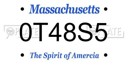 0T48S5 Massachusetts License Plate