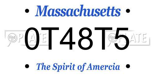 0T48T5 Massachusetts License Plate