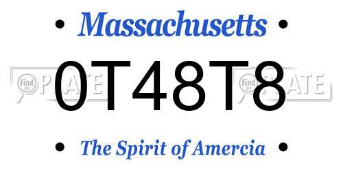 0T48T8 Massachusetts License Plate