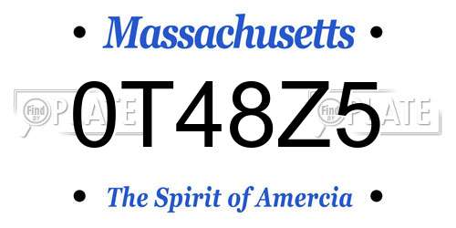 0T48Z5 Massachusetts License Plate