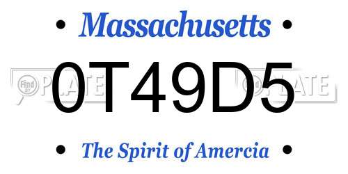 0T49D5 Massachusetts License Plate