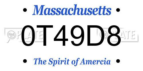 0T49D8 Massachusetts License Plate