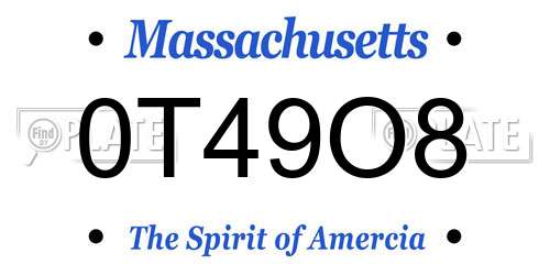 0T49O8 Massachusetts License Plate