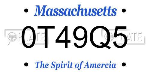 0T49Q5 Massachusetts License Plate