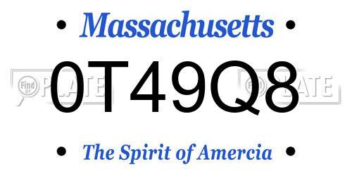 0T49Q8 Massachusetts License Plate
