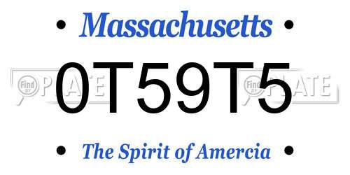 0T59T5 Massachusetts License Plate