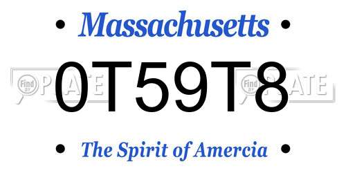 0T59T8 Massachusetts License Plate