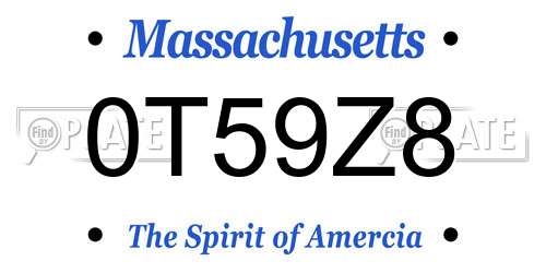 0T59Z8 Massachusetts License Plate