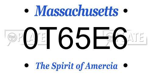 0T65E6 Massachusetts License Plate