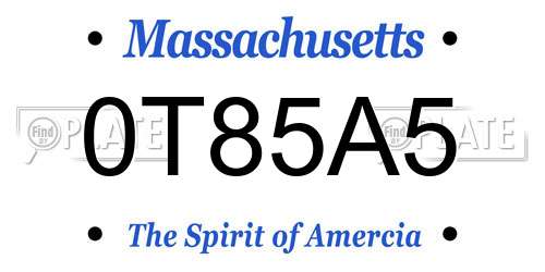 0T85A5 Massachusetts License Plate