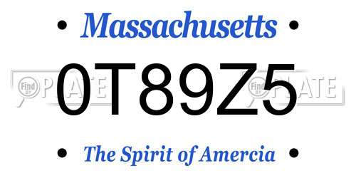 0T89Z5 Massachusetts License Plate