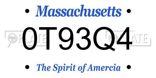 0T93Q4 Massachusetts License Plate