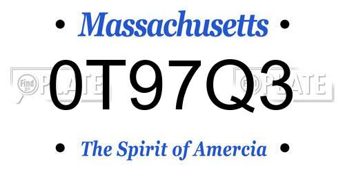 0T97Q3 Massachusetts License Plate