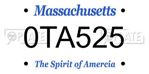 0TA525 Massachusetts License Plate