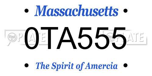 0TA555 Massachusetts License Plate