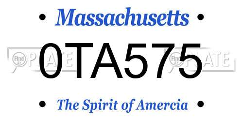 0TA575 Massachusetts License Plate