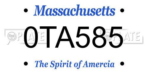 0TA585 Massachusetts License Plate