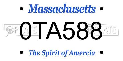 0TA588 Massachusetts License Plate