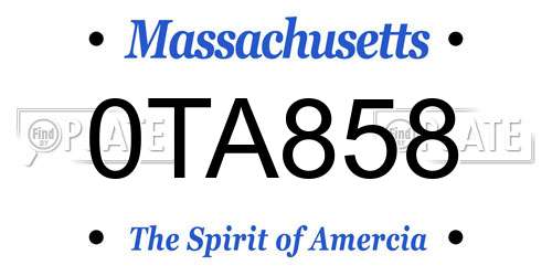 0TA858 Massachusetts License Plate