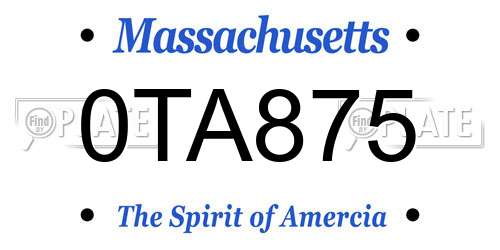 0TA875 Massachusetts License Plate