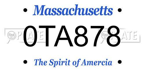 0TA878 Massachusetts License Plate