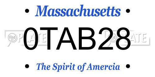 0TAB28 Massachusetts License Plate