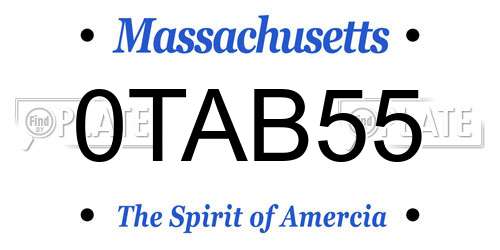 0TAB55 Massachusetts License Plate