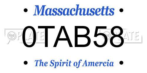 0TAB58 Massachusetts License Plate