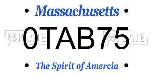 0TAB75 Massachusetts License Plate