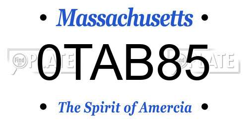0TAB85 Massachusetts License Plate