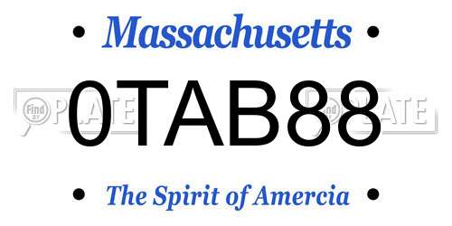 0TAB88 Massachusetts License Plate