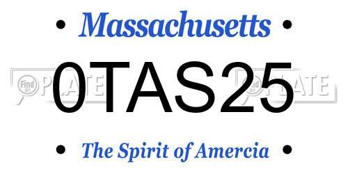 0TAS25 Massachusetts License Plate