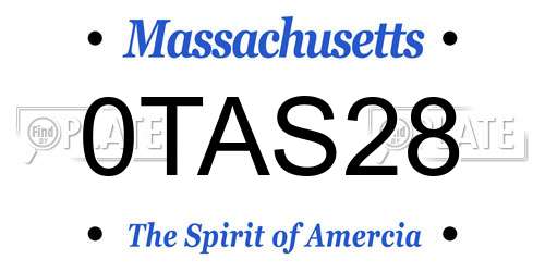0TAS28 Massachusetts License Plate