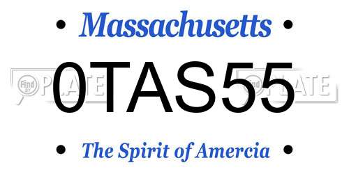 0TAS55 Massachusetts License Plate