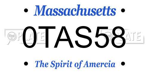 0TAS58 Massachusetts License Plate