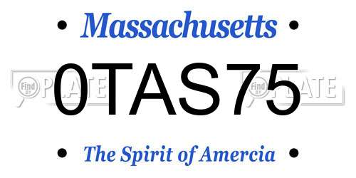 0TAS75 Massachusetts License Plate