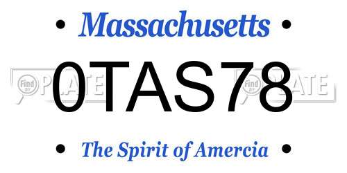 0TAS78 Massachusetts License Plate