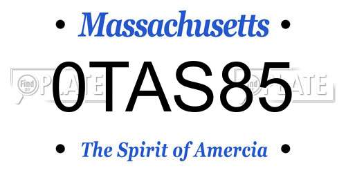 0TAS85 Massachusetts License Plate